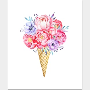 Flowers in waffle cone, Hello summer! Posters and Art